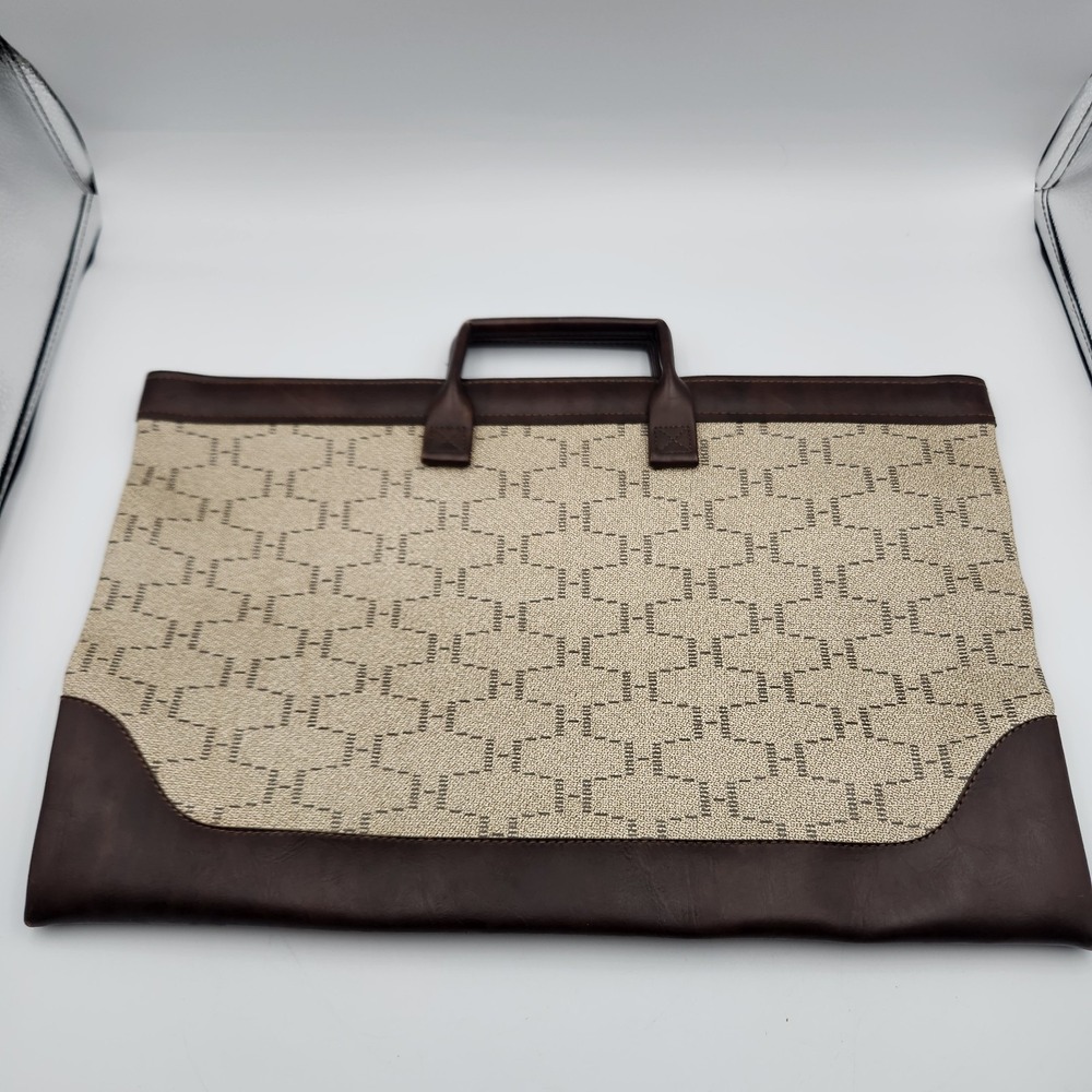 Vintage Security Pacific Bank Portfolio Briefcase 17x11‎ Canvas Faux Leather